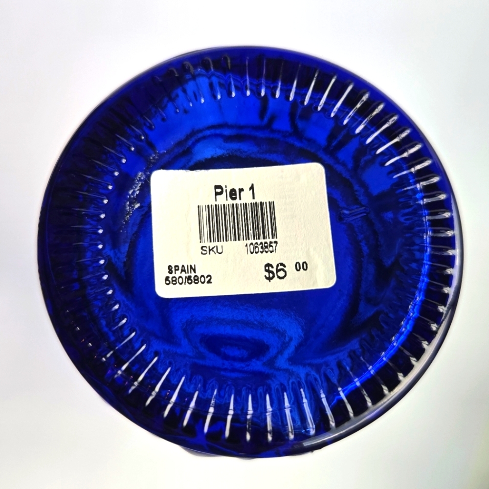 VTG PIER 1 Cobalt Blue Glass Bottle Decanter Braided Rope Design, Spanish Glass - Picture 5 of 7